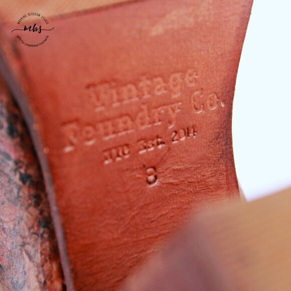 Vintage Foundry Co Odessa Leather Strap Side Heeled Sandal Booties Brown Women 8 - Picture 11 of 13